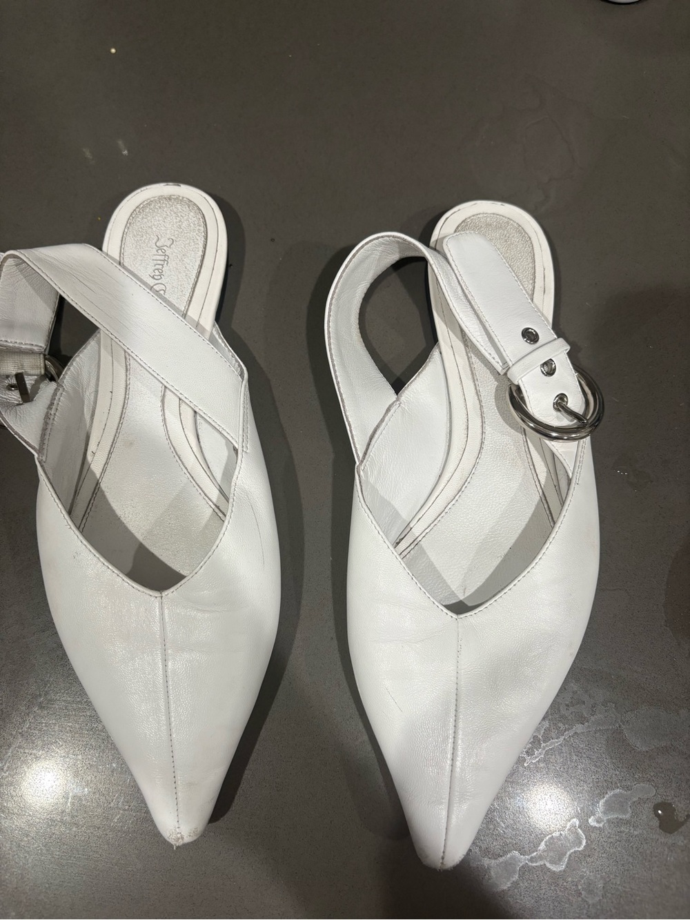 Women’s White Pointed Slingback Flats - Classic Comfort